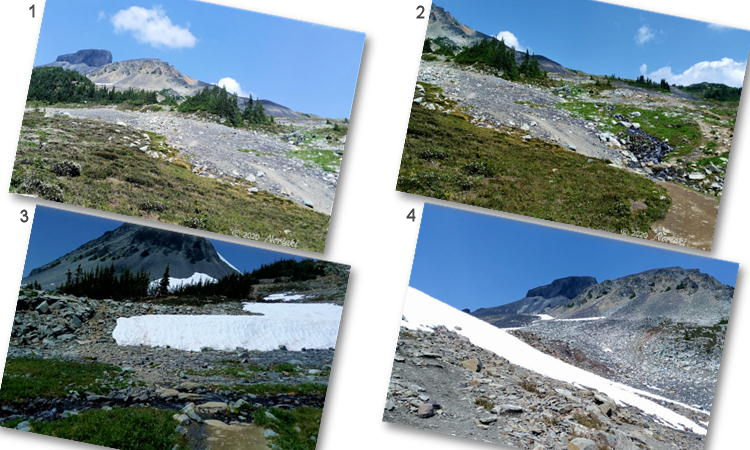 トレイルが細くなってきましたが、まだトレイルと認識できる4枚の画像